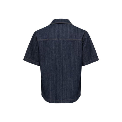 Blue Cotton Shortsleeve Shirt