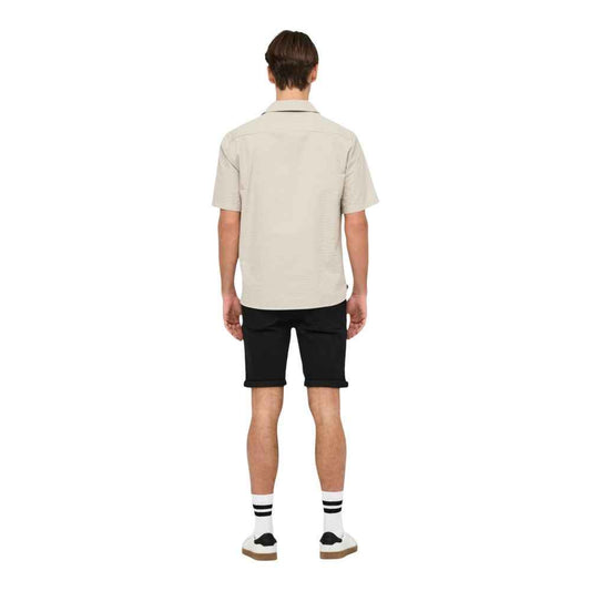 Beige Cotton Shortsleeve Shirt
