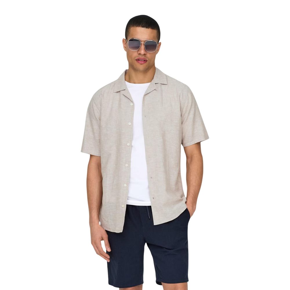 Beige Linen Shortsleeve Shirt