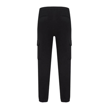 Black Cotton Casual Pants