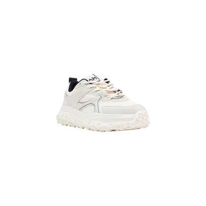 White Polyester Athletic Sneakers