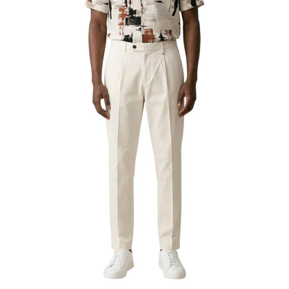Beige Cotton Casual Pants