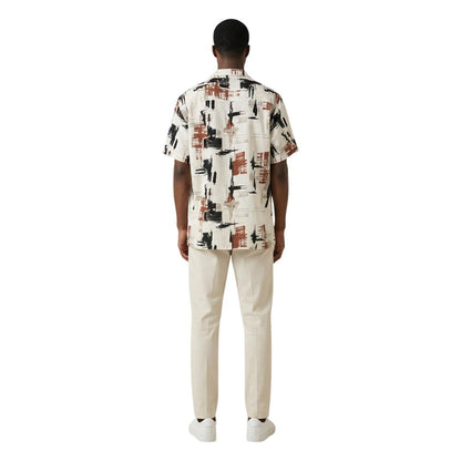 Beige Cotton Casual Pants