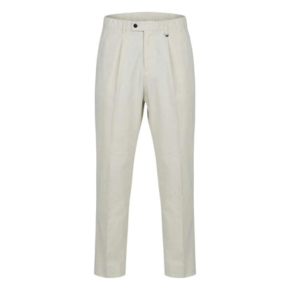 Beige Cotton Casual Pants