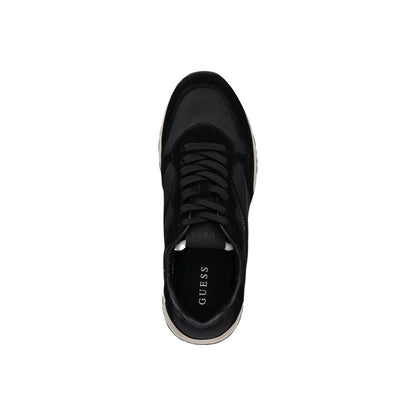 Black Polyester Athletic Sneakers