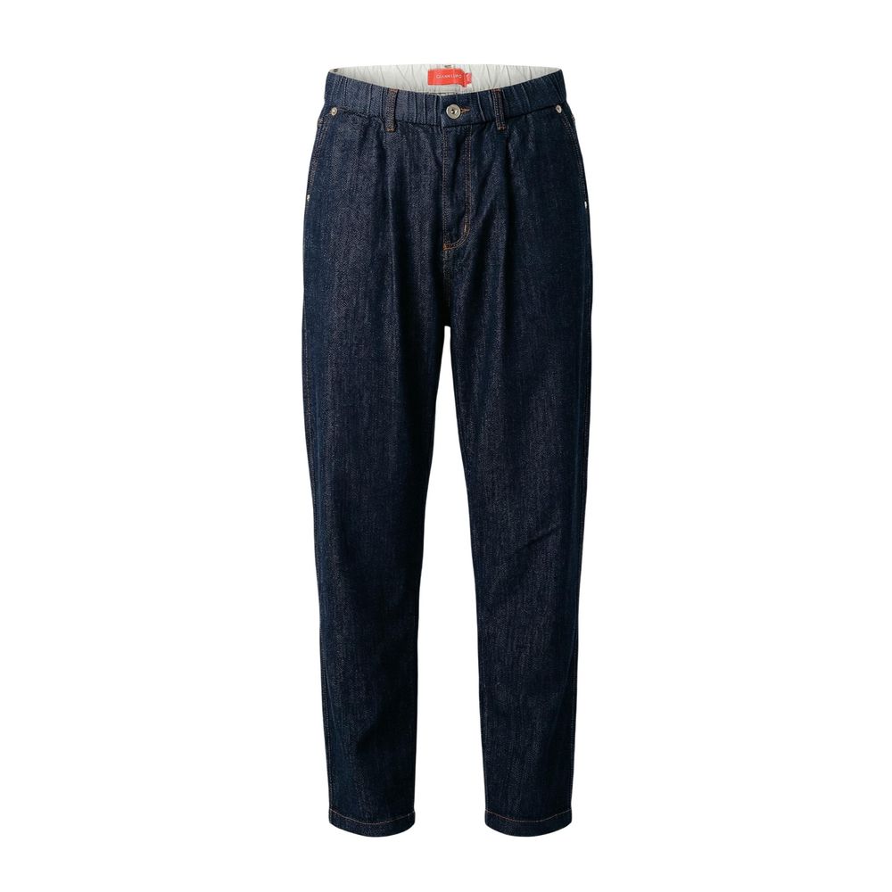 Blue Cotton Casual Pants