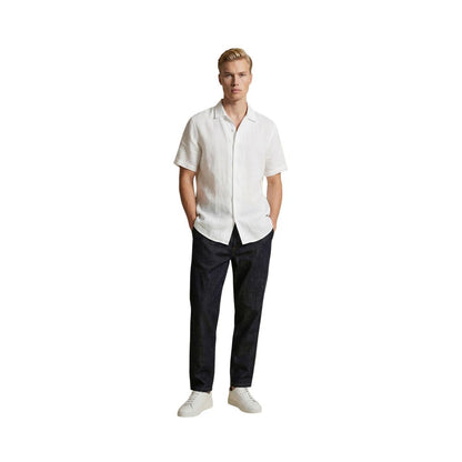 Blue Cotton Casual Pants