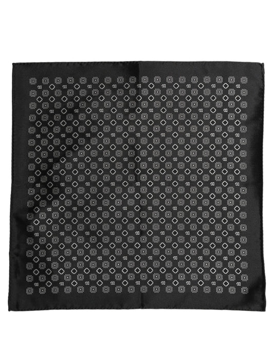 Black White Patterned Pocket Square Scarf