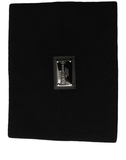 Black Cashmere Logo Plaque Neck Warmer Scarf