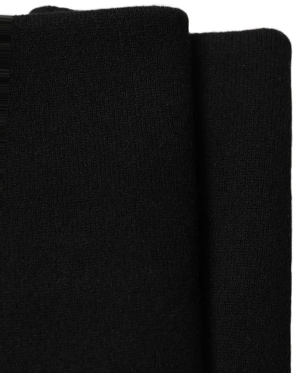 Men Black Cashmere Knitted Neck Warmer Scarf