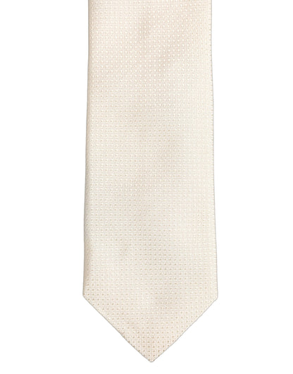 Men Off White Silk Textured Adjustable Tied Necktie Tie