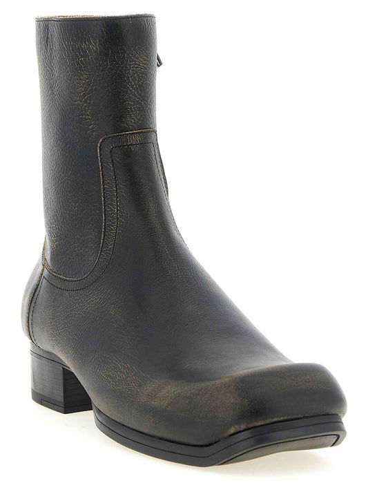 Black Calfskin Ankle Boots