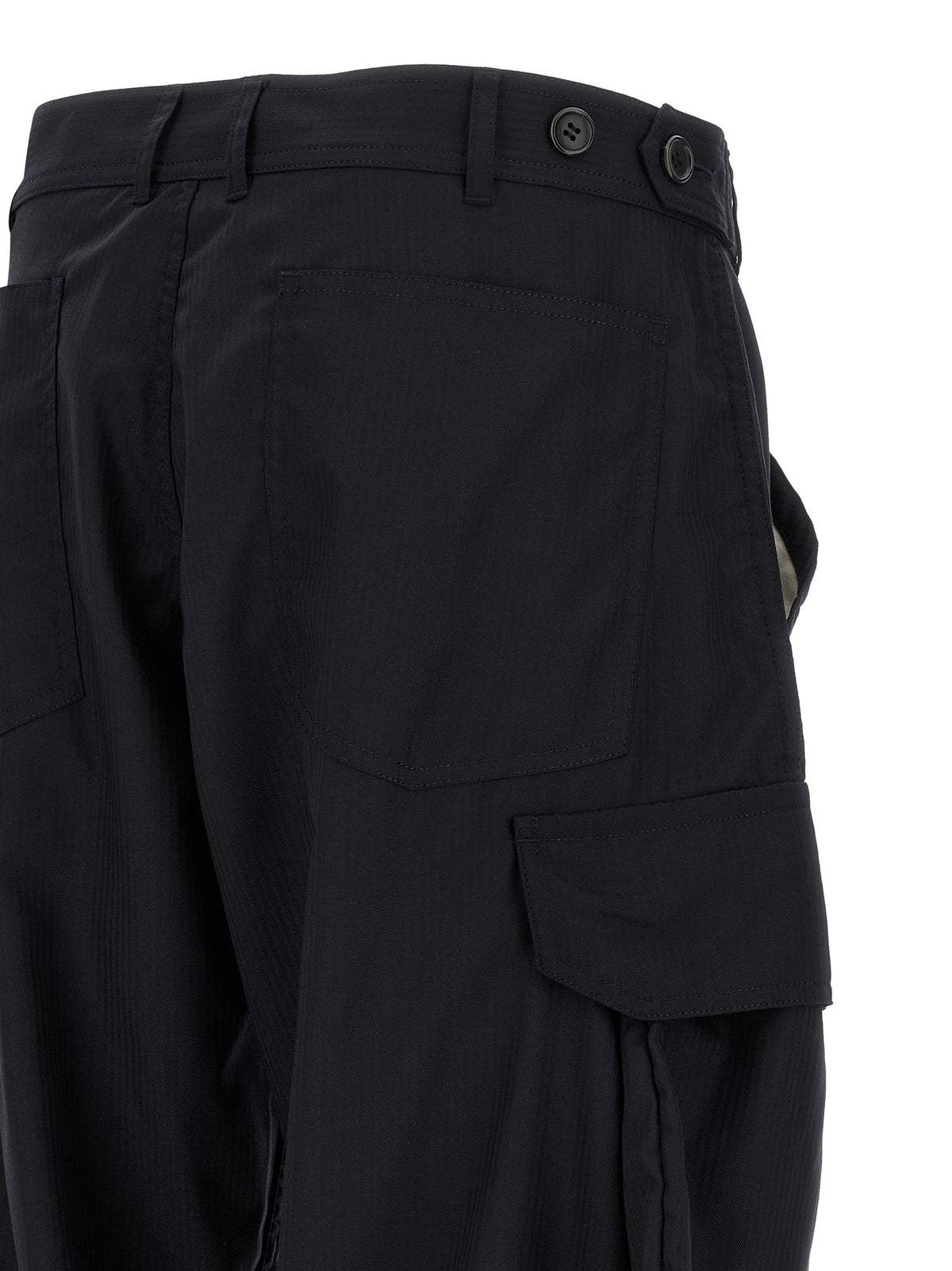 Blue Polyester Cargo Pants