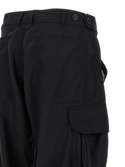 Blue Polyester Cargo Pants