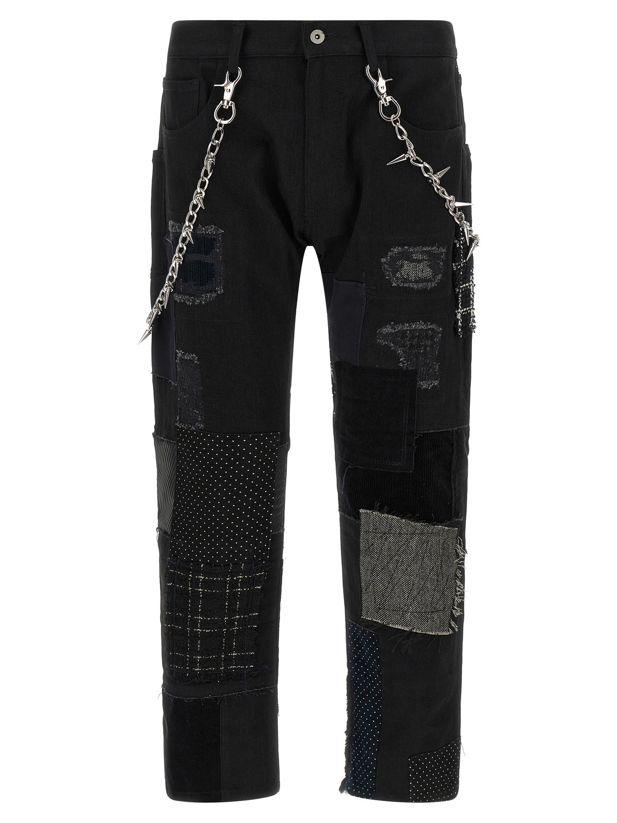 Black Cotton Straight-Leg Jeans