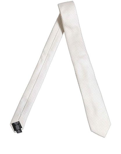 Men Off White Silk Woven Adjustable Tied Necktie Tie