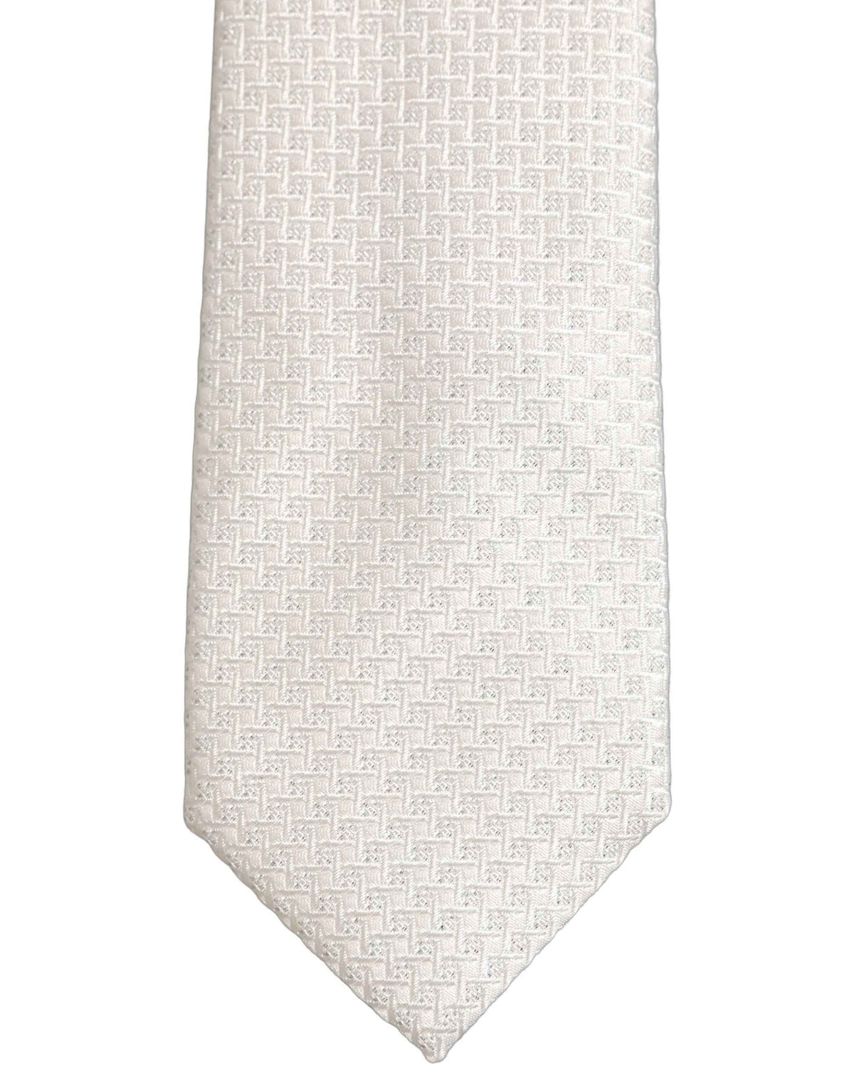 Men Off White Silk Woven Adjustable Tied Necktie Tie