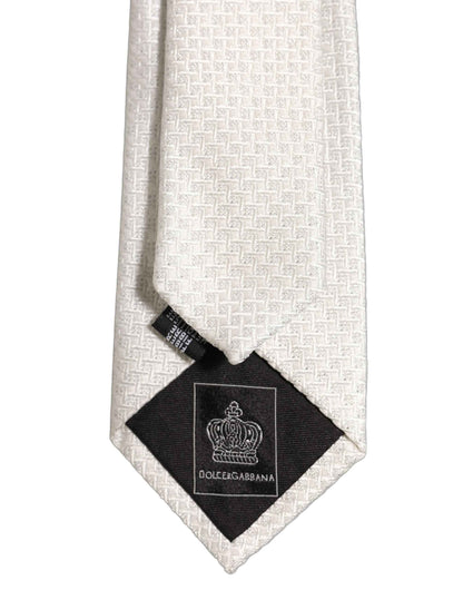Men Off White Silk Woven Adjustable Tied Necktie Tie