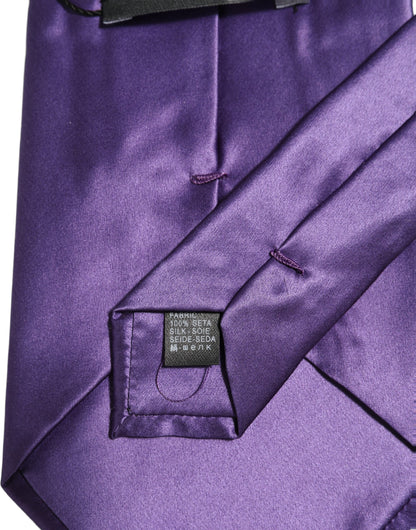 Men Purple Satin Silk Blend Adjustable Tied Necktie Tie