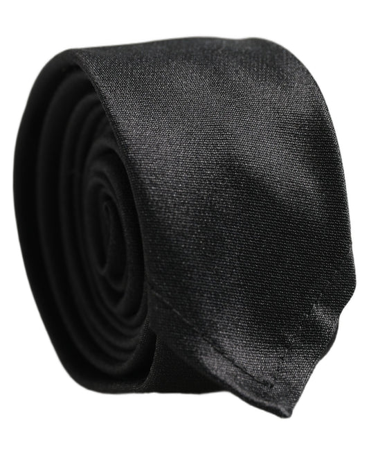 Men Black Satin Silk Classic Adjustable Tied Necktie Tie