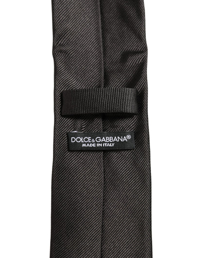 Men Dark Gray Silk Classic Adjustable Tied Necktie Tie