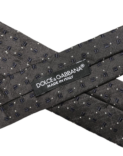 Men Dark Gray Geometric Silk Adjustable Tied Necktie Tie