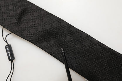Black Polka Dot Jacquard Silk Adjustable Tied Necktie Tie