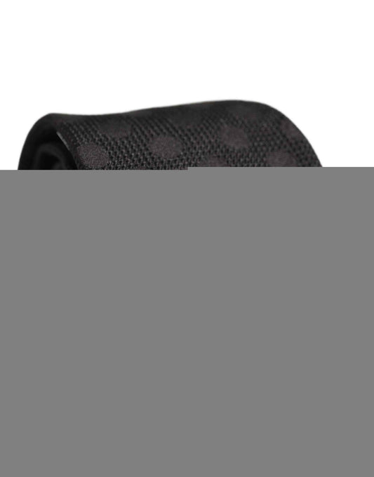 Black Polka Dot Jacquard Silk Adjustable Tied Necktie Tie