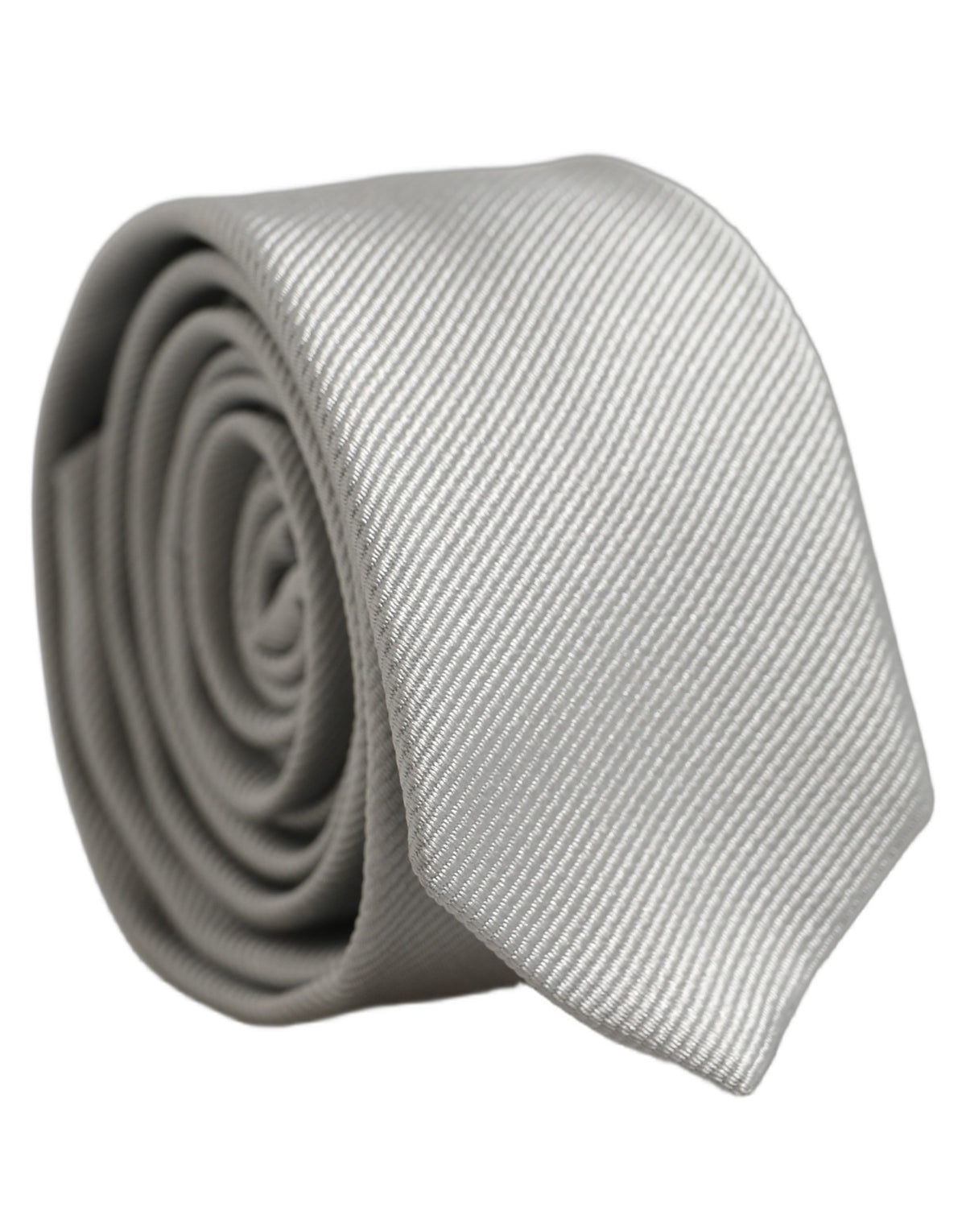 Men Light Gray Textured Silk Adjustable Tied Necktie Tie