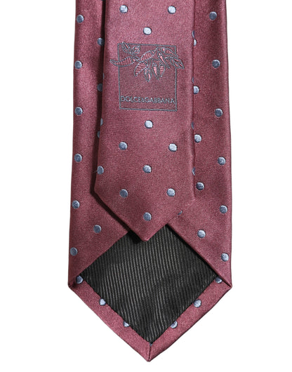 Men Maroon Silk Polka Dot Adjustable Tied Necktie Tie