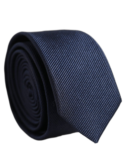 Men Dark Blue Textured Silk Adjustable Tied Necktie Tie