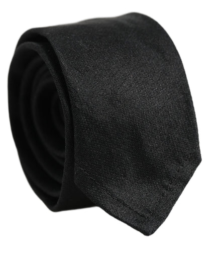 Men Black Satin Silk Classic Adjustable Tied Necktie Tie