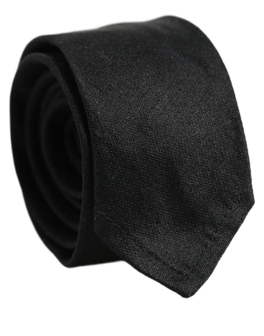 Men Black Satin Silk Classic Adjustable Tied Necktie Tie