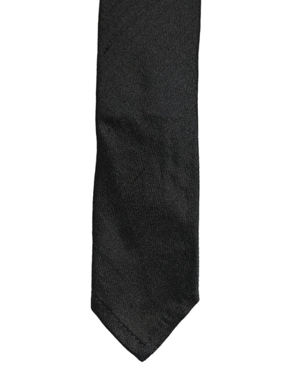 Men Black Satin Silk Classic Adjustable Tied Necktie Tie