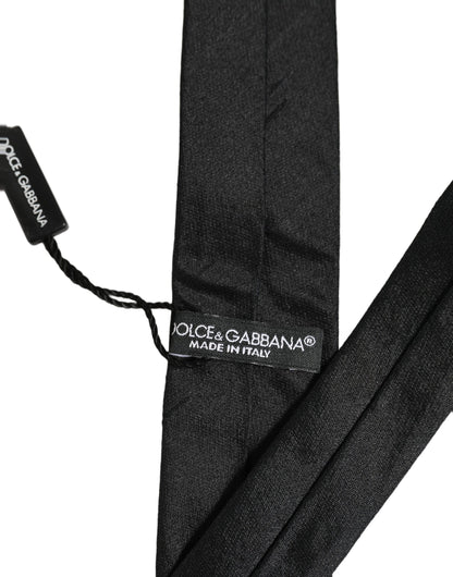 Men Black Satin Silk Classic Adjustable Tied Necktie Tie