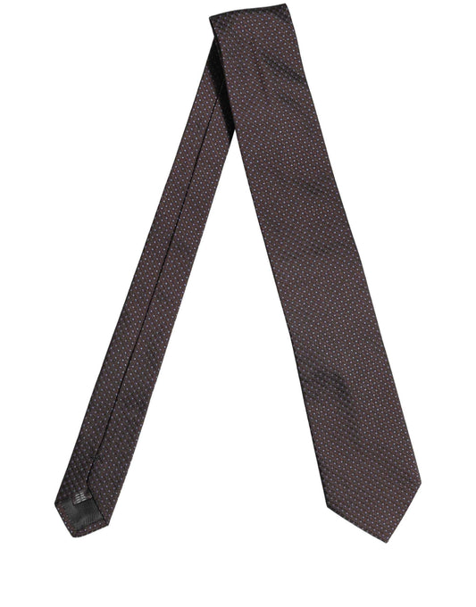 Men Brown Geometric Silk Adjustable Tied Necktie Tie