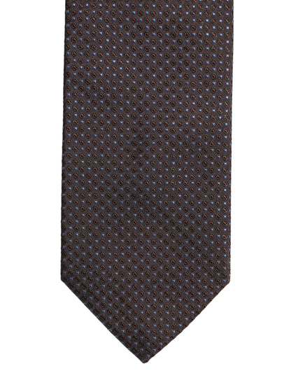 Men Brown Geometric Silk Adjustable Tied Necktie Tie