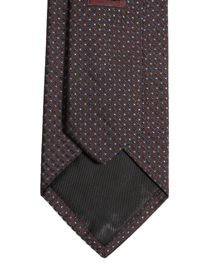 Men Brown Geometric Silk Adjustable Tied Necktie Tie