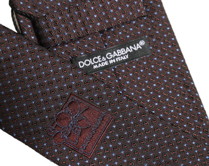 Men Brown Geometric Silk Adjustable Tied Necktie Tie