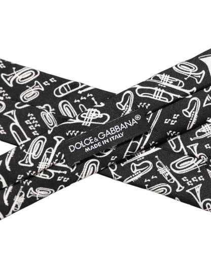 Black Musical Instrument Silk Adjustable Tied Necktie Tie