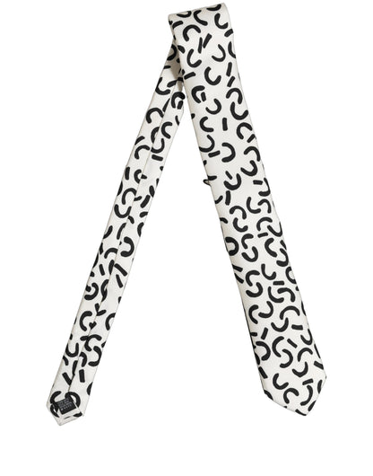 Men Cream Silk Abstract Adjustable Tied Necktie Tie