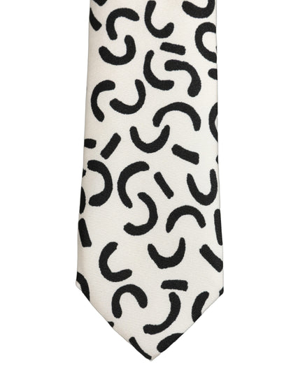 Men Cream Silk Abstract Adjustable Tied Necktie Tie
