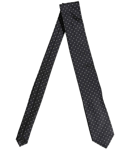 Dark Blue Silk Polka Dot Adjustable Tied Men Necktie Tie
