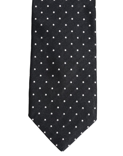 Dark Blue Silk Polka Dot Adjustable Tied Men Necktie Tie