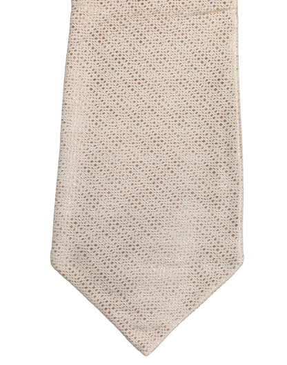 Beige Silk Textured Knit Adjustable Tied Men Necktie Tie