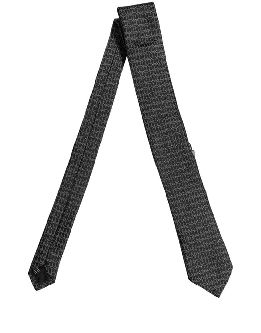 Dark Gray Silk DG Monogram Adjustable Tied Necktie Tie