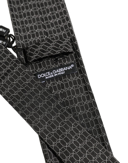 Dark Gray Silk DG Monogram Adjustable Tied Necktie Tie