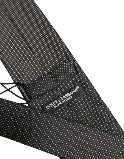 Black Silk Micro Polka Dot Adjustable Tied Necktie Tie