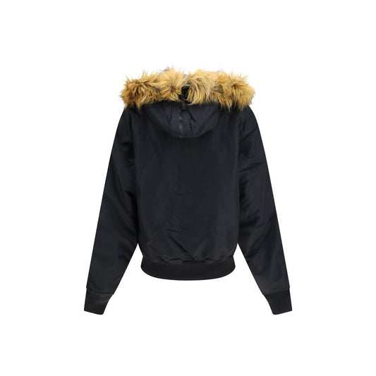 Black Nylon Bomber