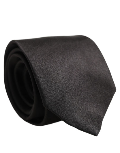 Black Satin 100% Silk Adjustable Tied Men Necktie Tie